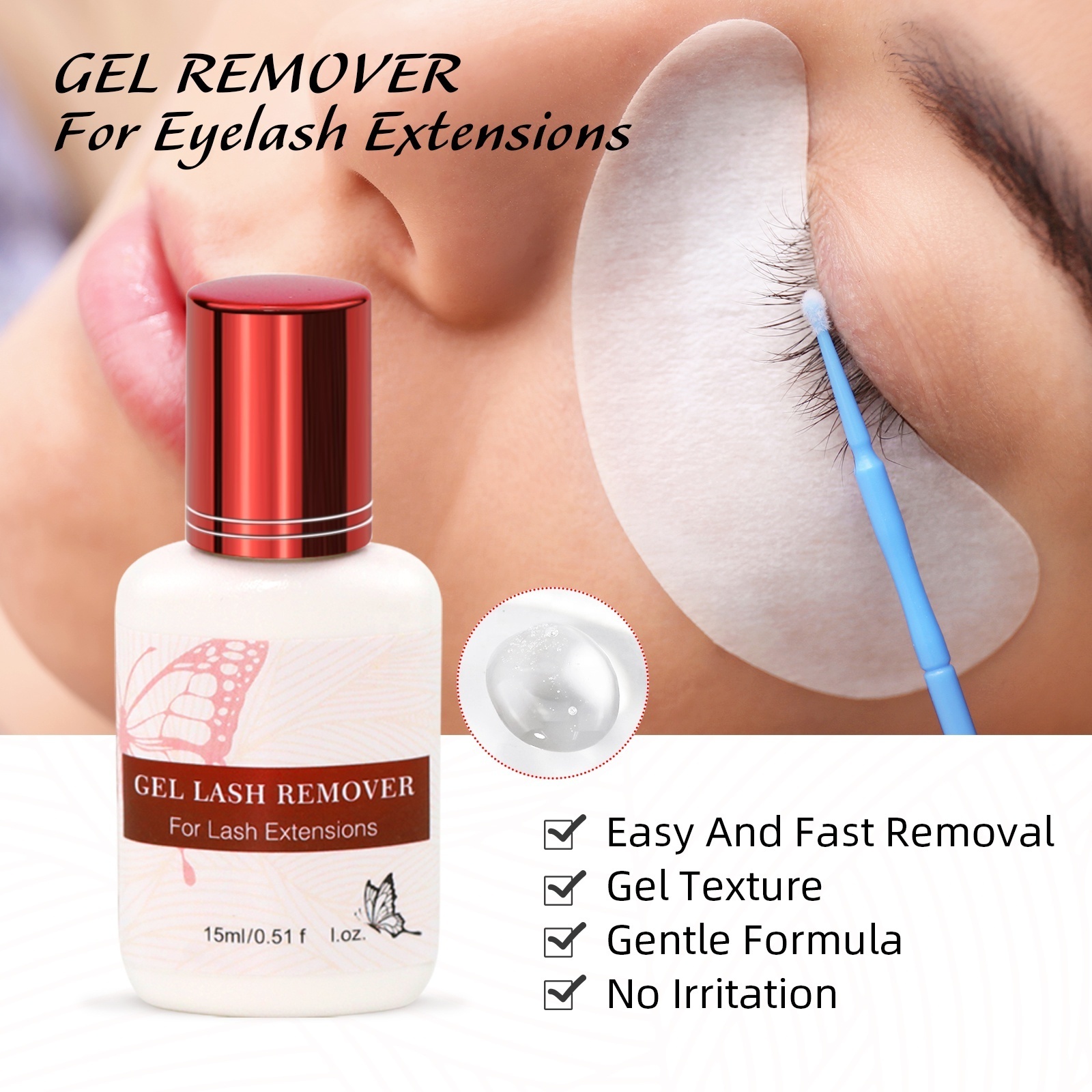 EMEDA wholesale Eyelash glue Lemon Cream Remover Eyelash Extension Gel Remover fast remove Lash Adhesive for sensitive skin