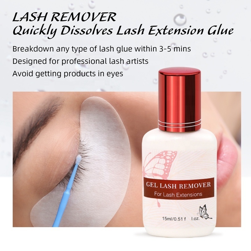 OEM gel remover lash extensions private label wholesale fast removing 15ml eyelash extension remover gel