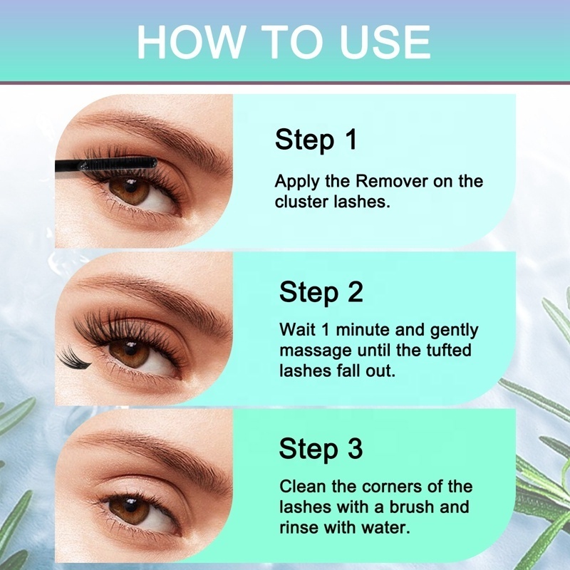 Diy Segmented Eyelash Remover Private Label Waterproof Glue Remover Eyelash Wholesale Long Lasting Fast Cluster Lash Remover