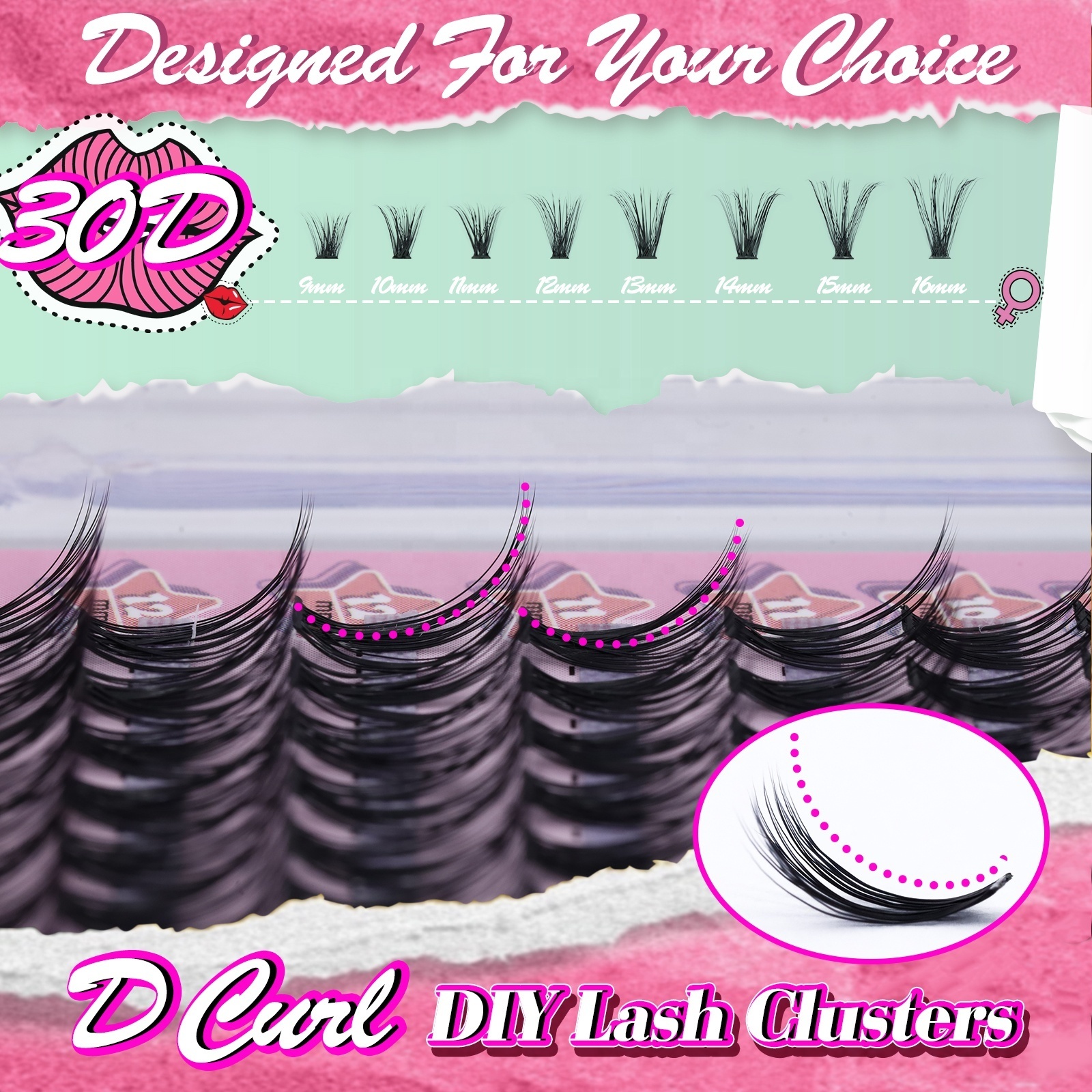 XL tray 320Pcs Cluster Lashes 30D 40D 50D 60D C D Curl Lash Clusters Mix 8-16mm Individual Eyelashes DIY Lash Extension Kit