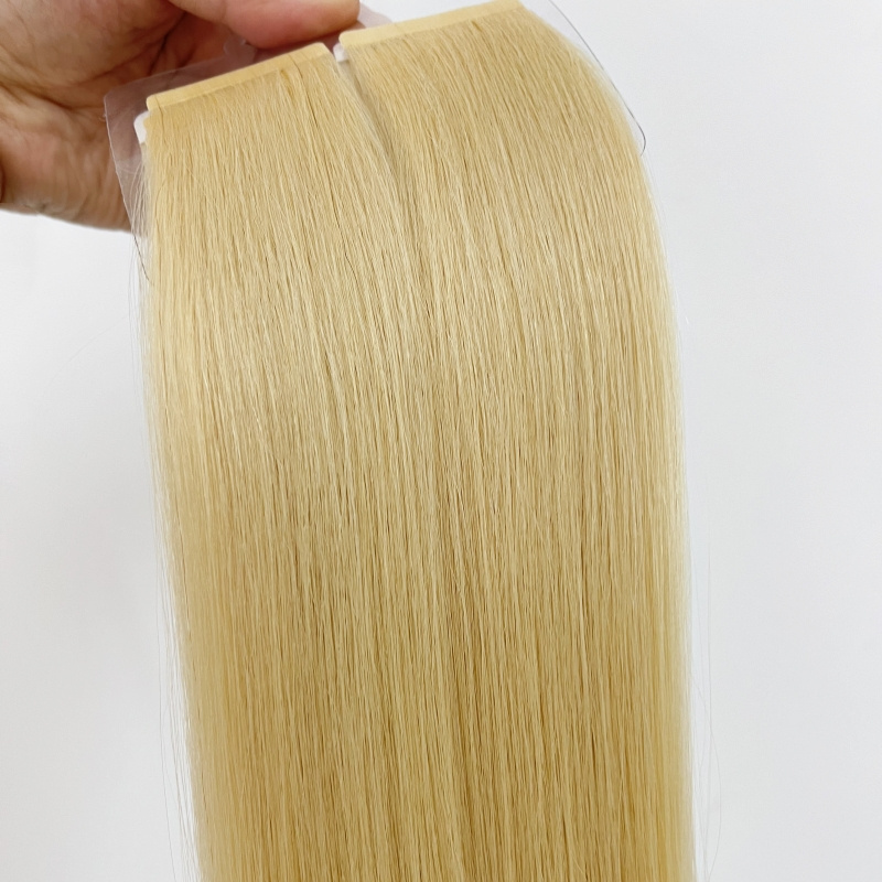 Emeda wholesale #613 blonde Russian Human Hair PU Tape Extensions seamless skin weft top quality