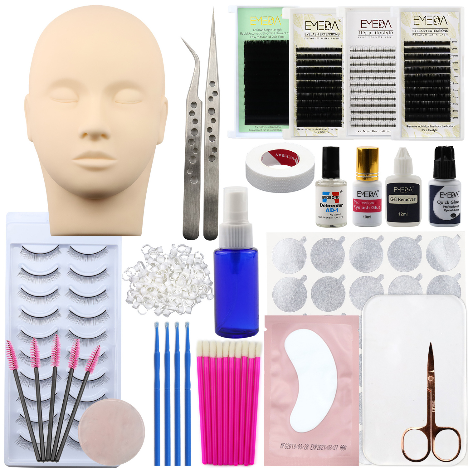 Individual Eyelash Extension Brush Tweezer Box Set Package Professional For Eyelash Extension With Glue Set