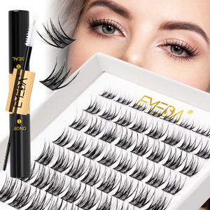 XL tray cat eye fluffy diy segment lash extension kit Cluster lashes private label glue kit packaging custom wholesale