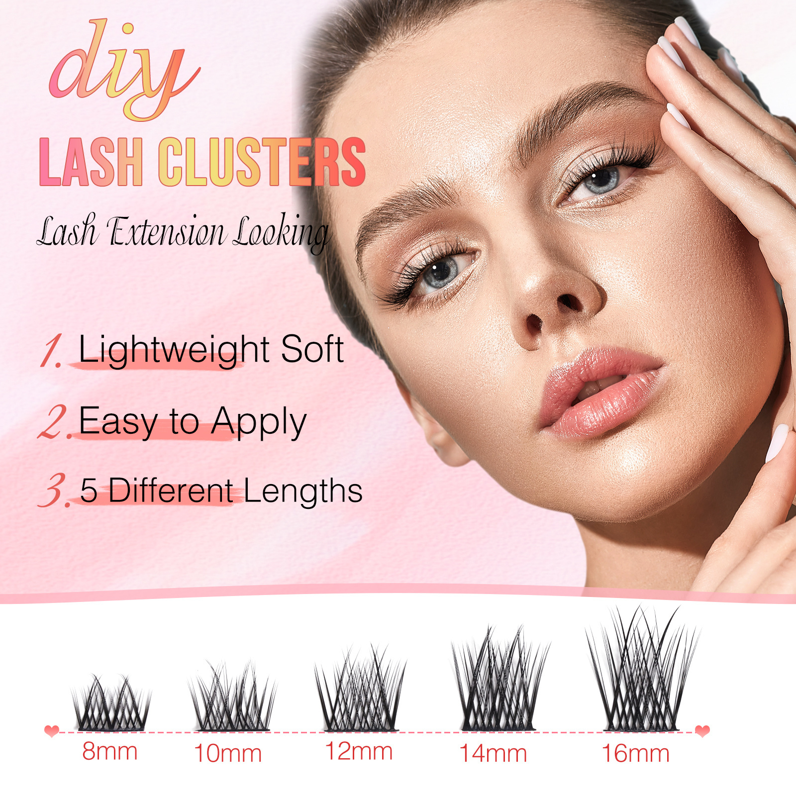 XL tray cat eye fluffy diy segment lash extension kit Cluster lashes private label glue kit packaging custom wholesale