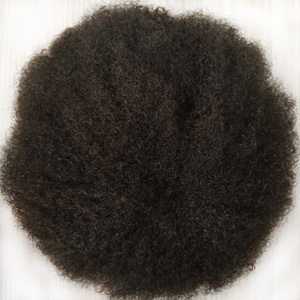 Stock African American tight curl hairpiece 8"x10" 100% Indian Remy Human Hair thin Skin 6mm Afro Curly Toupees