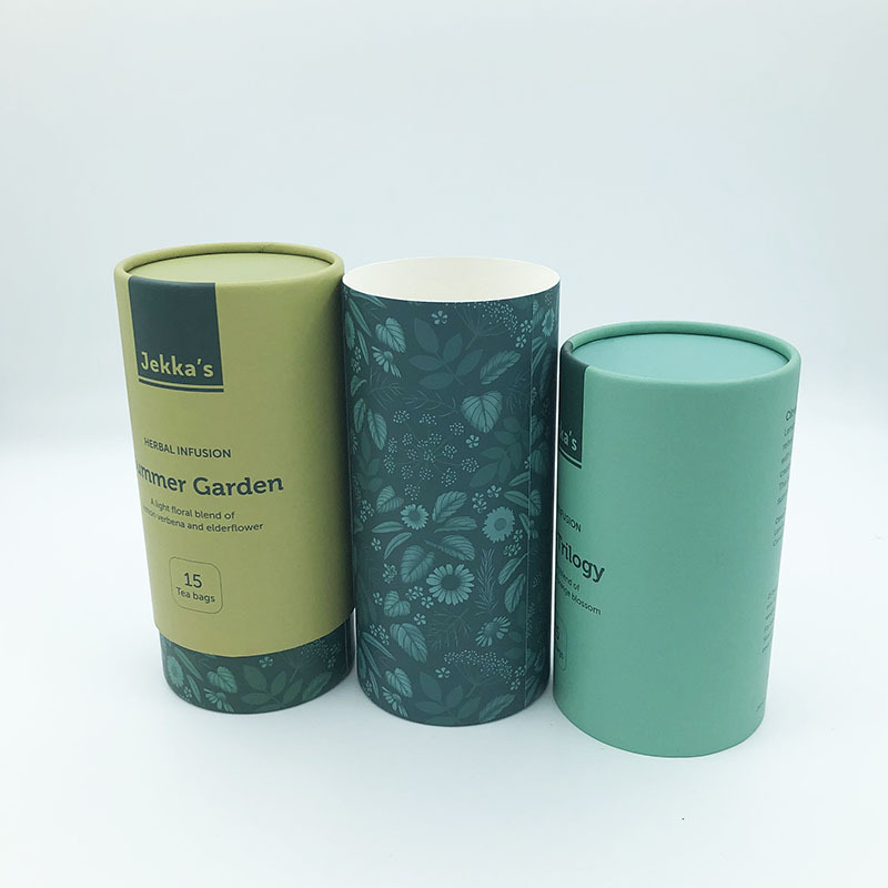 Biodegradable Cardboard Tea Cans Custom Printing Kraft Paper Tube Round Tea Canister for  Herbal Loose Tea Packaging