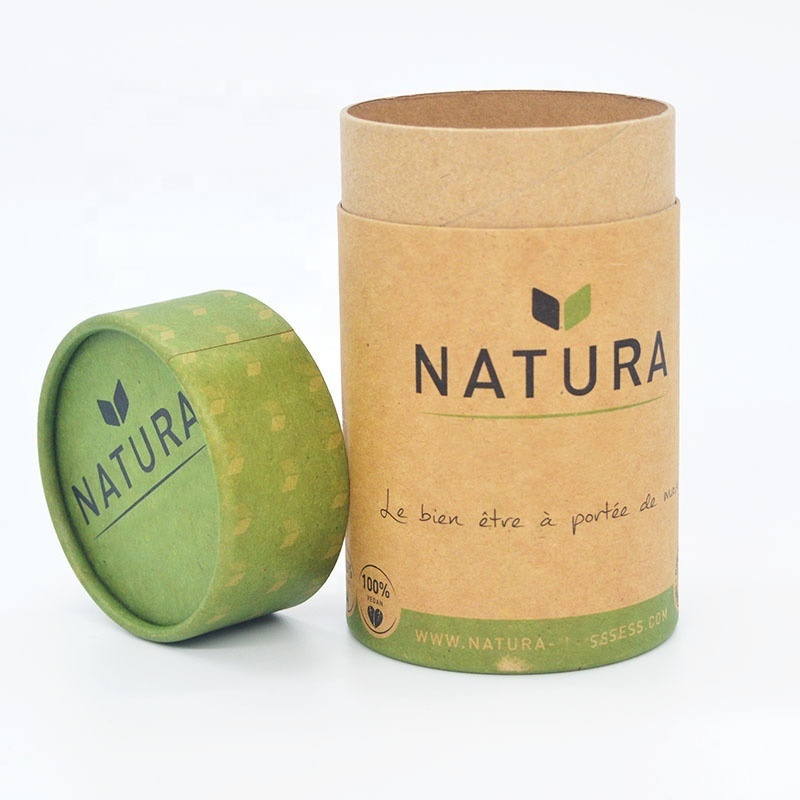 Biodegradable eco friendly food grade kraft cardboard cylinder  box tea paper tube packaging