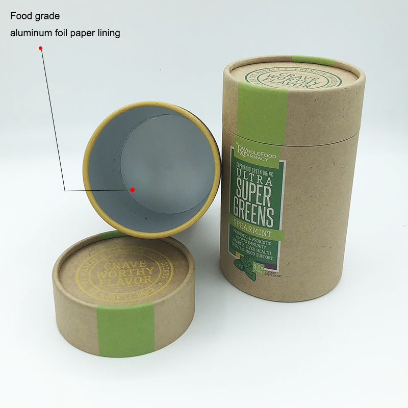 Biodegradable eco friendly food grade kraft cardboard cylinder  box tea paper tube packaging