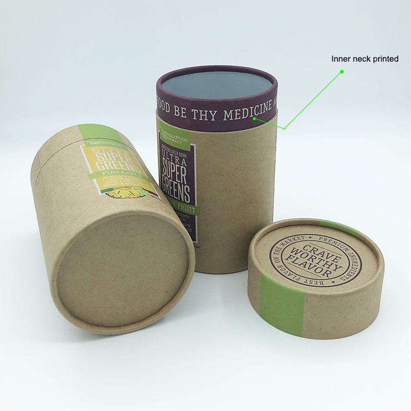 Biodegradable eco friendly food grade kraft cardboard cylinder  box tea paper tube packaging