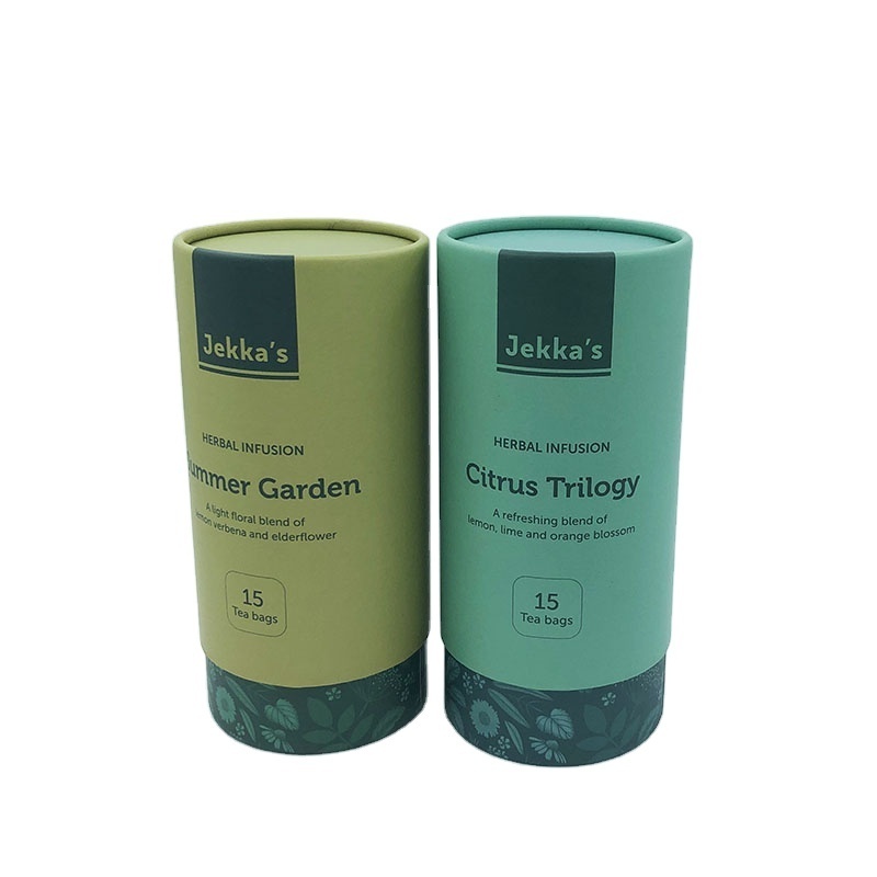 Biodegradable Cardboard Tea Cans Custom Printing Kraft Paper Tube Round Tea Canister for  Herbal Loose Tea Packaging