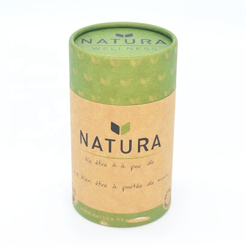 Biodegradable eco friendly food grade kraft cardboard cylinder  box tea paper tube packaging