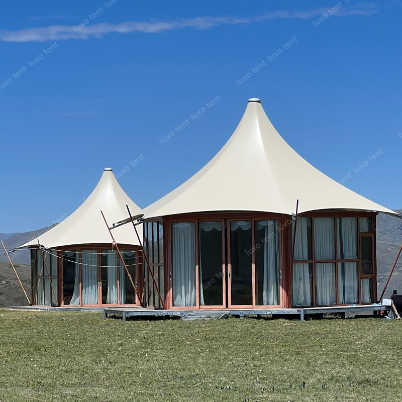 Luxury Villa House Tensile Membrane Structure Polygon Resort Hotel Tent Prefab Affordable House Tent