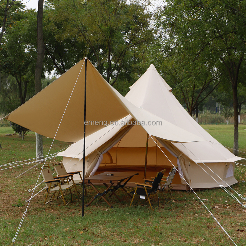 Outdoor high quality cheap cotton canvas ripstop 3m 4m 5m 6m luxury glamping bell tents waterproof hotel tent for sale