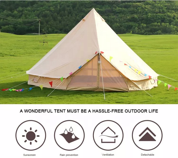 3M 4M 5M 6M 7M Waterproof flame retardant camping outdoor two door canvas cotton luxury yurt bell tent for sale