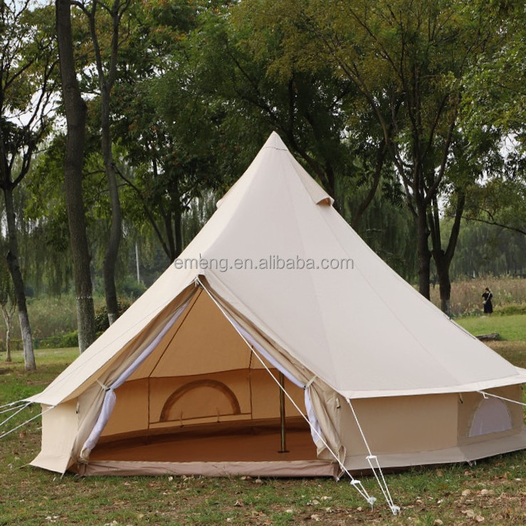 Outdoor high quality cheap cotton canvas ripstop 3m 4m 5m 6m luxury glamping bell tents waterproof hotel tent for sale