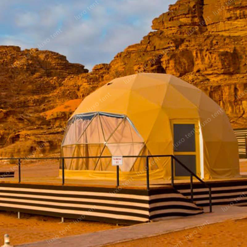 Glamping Resort 20ft 40ft 70ft Fabric Container Shelter Geodesic Dome Tent Philippines With Wooden Floor