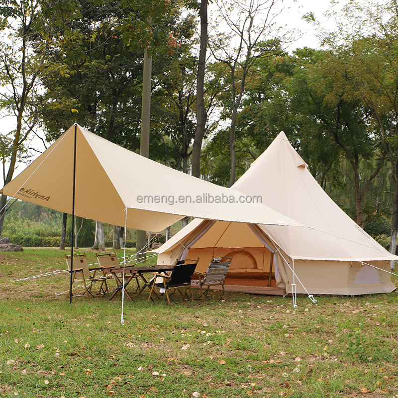 Outdoor high quality cheap cotton canvas ripstop 3m 4m 5m 6m luxury glamping bell tents waterproof hotel tent for sale