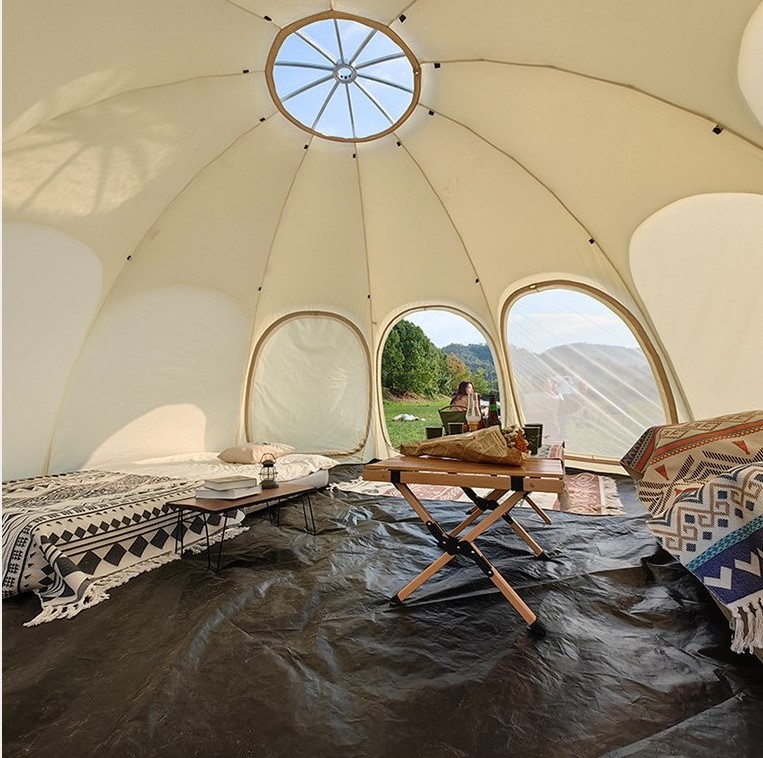 Outdoor waterproof luxury stargazer canvas 3.5M 5m oxford glamping safari dome camping belle family tent