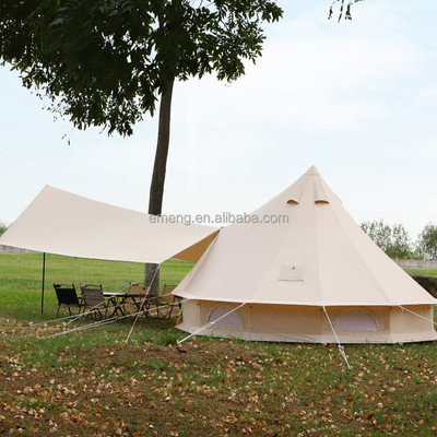 Outdoor high quality cheap cotton canvas ripstop 3m 4m 5m 6m luxury glamping bell tents waterproof hotel tent for sale