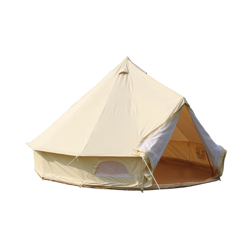 Portable Luxury glamping 3m 4m 5m 6m Waterproof cotton canvas bell tent for outdoor camping