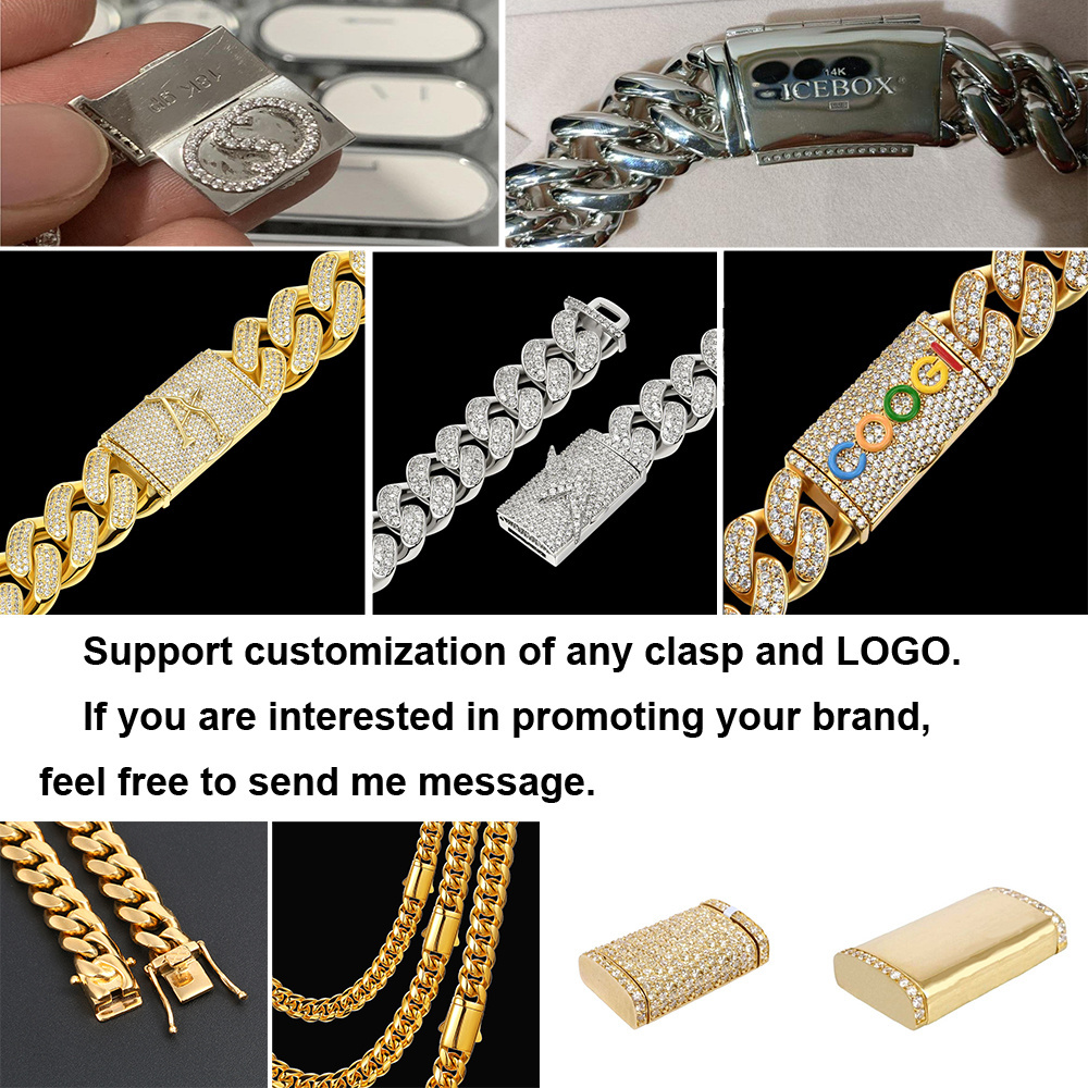 Fashion Mens 8-14mm Iced Out Cuban Necklace Luxury 18K PVD Gold Plated Stainless Steel Hip Hop Jewelry Miami Cuban Link Chain