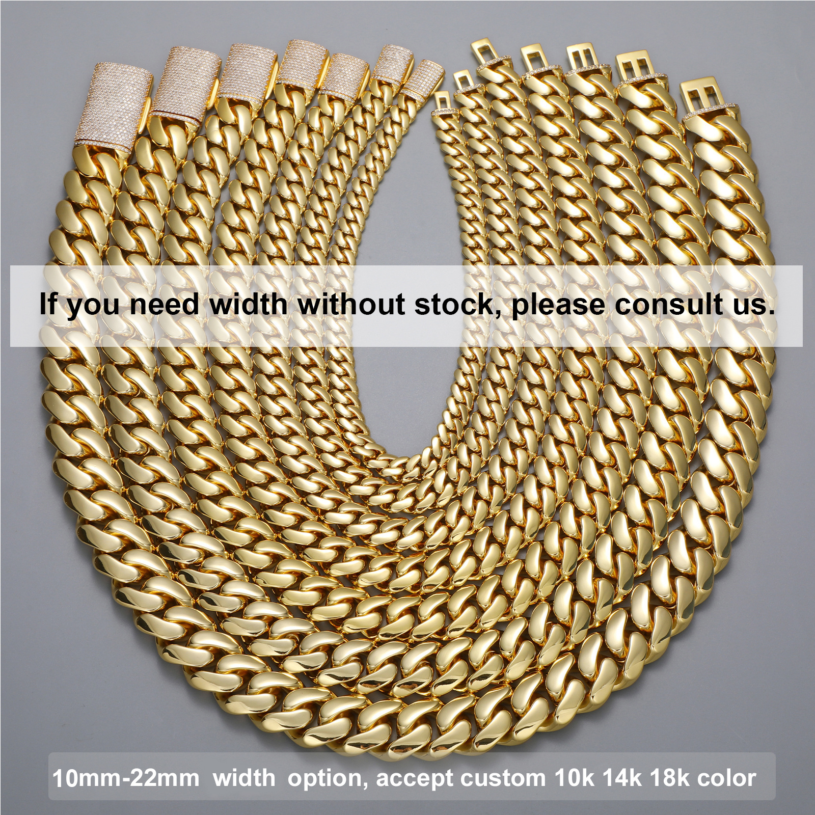 cadena cubana Wholesale Hip Hop Jewelry Luxury 14K 18K 24K Real Gold Plated Heavy Solid Miami Cuban Link Chain Necklace For Men