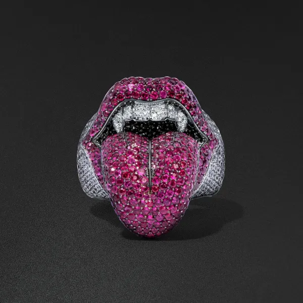 Pass Diamond Tester Hip Hop Sexy Tongue Lips Ring Custom 925 Sterling Silver VVS Moissanite Iced Out Lick of Death Ring