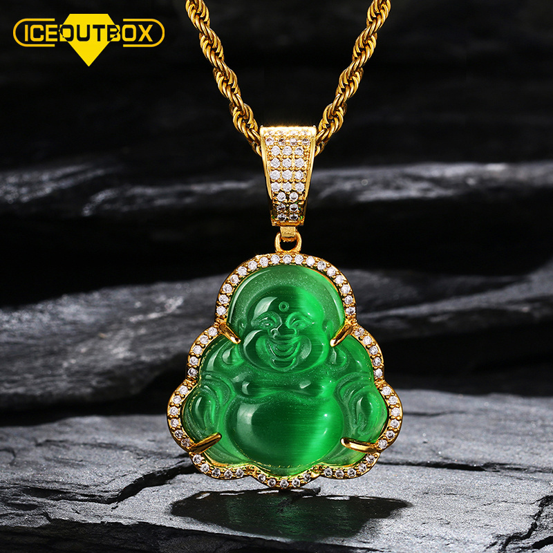 Jewelry Personalized New Crystal Laughing Religious Jade Buddha Pendant Colorful Necklace Pendants Jewelry