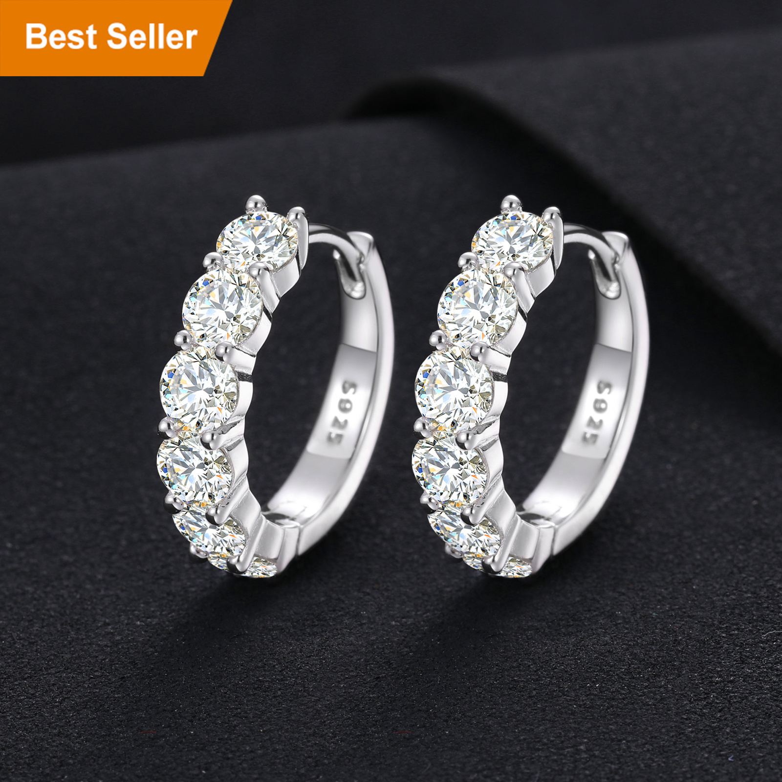 Pass Diamond Tester 18K White Gold 925 Sterling Silver VVS Moissanite Cuff Ear Rings Hoop Huggie Stud Earrings For Men Women