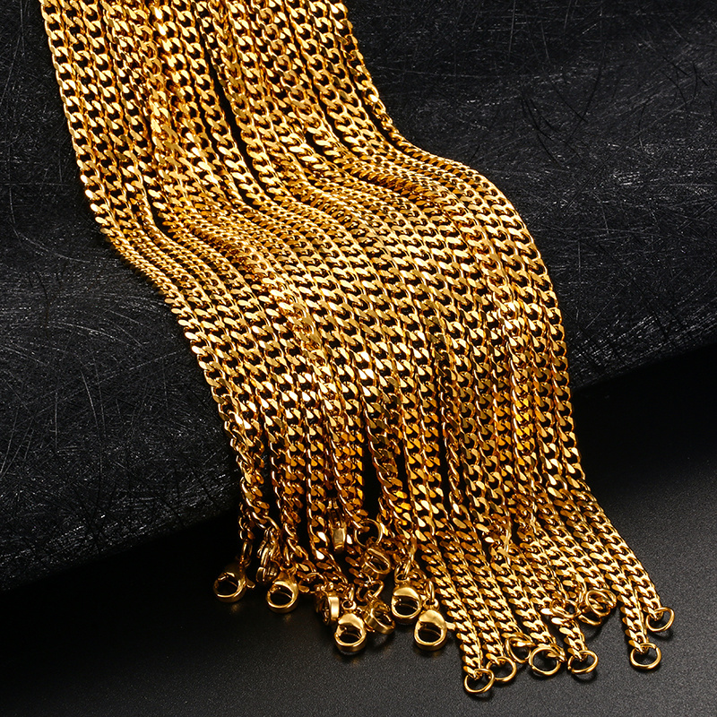 In Stock Wholesale Jewelry Price Stainless Steel Rope Chain 18K Gold Plated Filled Thin Necklace Franco Snake Cuban Link Chains