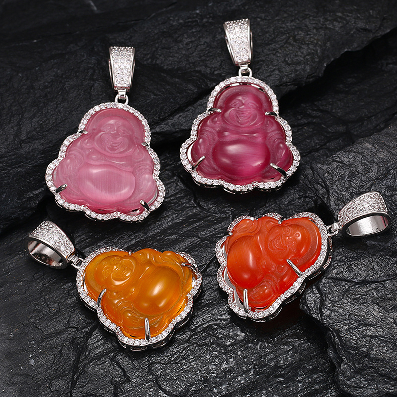 Jewelry Personalized New Crystal Laughing Religious Jade Buddha Pendant Colorful Necklace Pendants Jewelry