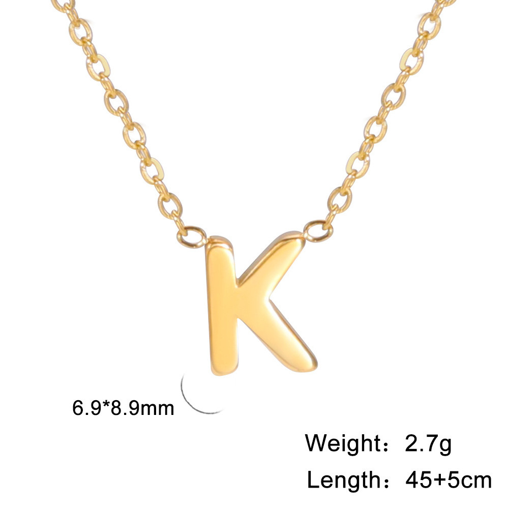 26 letters gold 18k genuine gold electroplated non fading jewelry 304 material stainless steel necklace