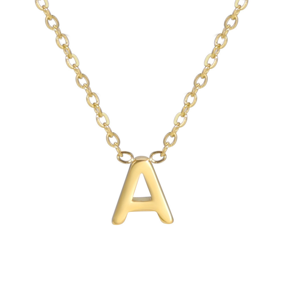 26 letters gold 18k genuine gold electroplated non fading jewelry 304 material stainless steel necklace