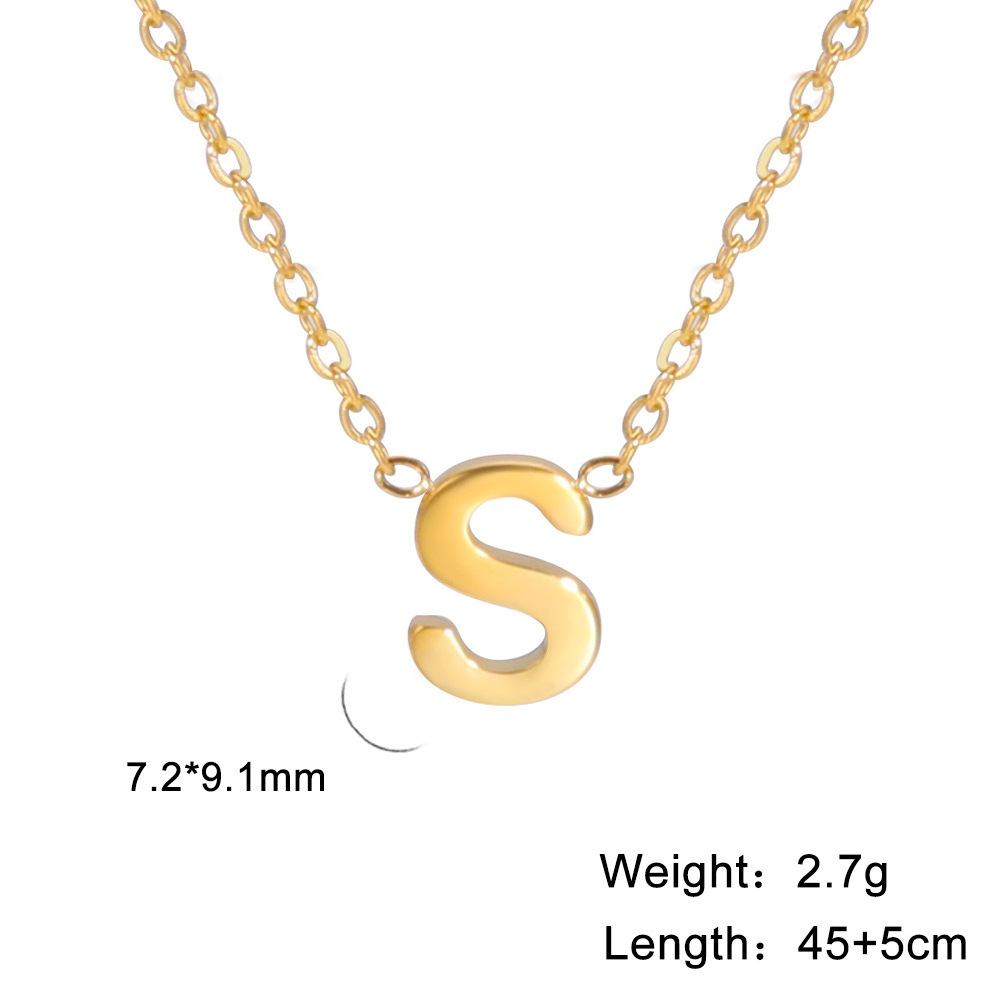 26 letters gold 18k genuine gold electroplated non fading jewelry 304 material stainless steel necklace