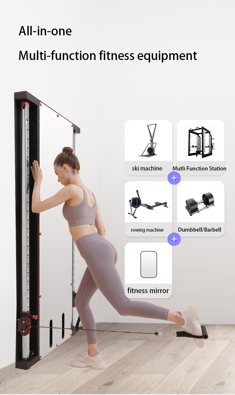 Strength Machine Smart Home Gym wall mounted mirror Cable Crossover Machine