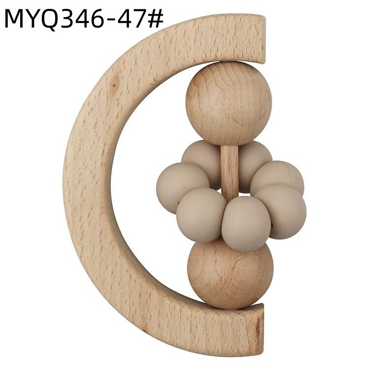 Baby Toys Heybabee Organic Wood Montessori Styled Baby Rattle Grasping Teething Toy for Toddlers Natural Toys