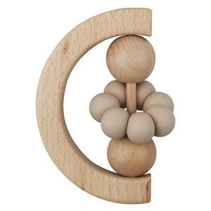 Baby Toys Heybabee Organic Wood Montessori Styled Baby Rattle Grasping Teething Toy for Toddlers Natural Toys