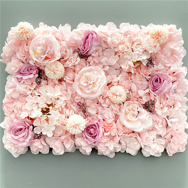 Good Quality Pink Flower Panels Artificial Rose Flower Wall for Wedding Event Backdrop Decor