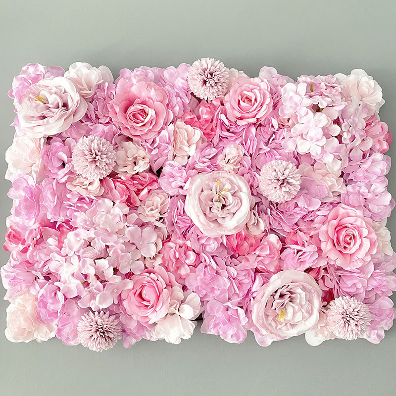 Good Quality Pink Flower Panels Artificial Rose Flower Wall for Wedding Event Backdrop Decor