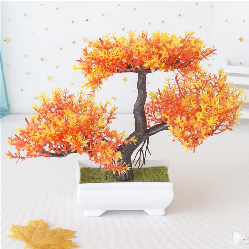 Factory Supply 3 Branches Plastic Greeting Pine Tree Artificial Mini Bonsai Tree for Home Decor