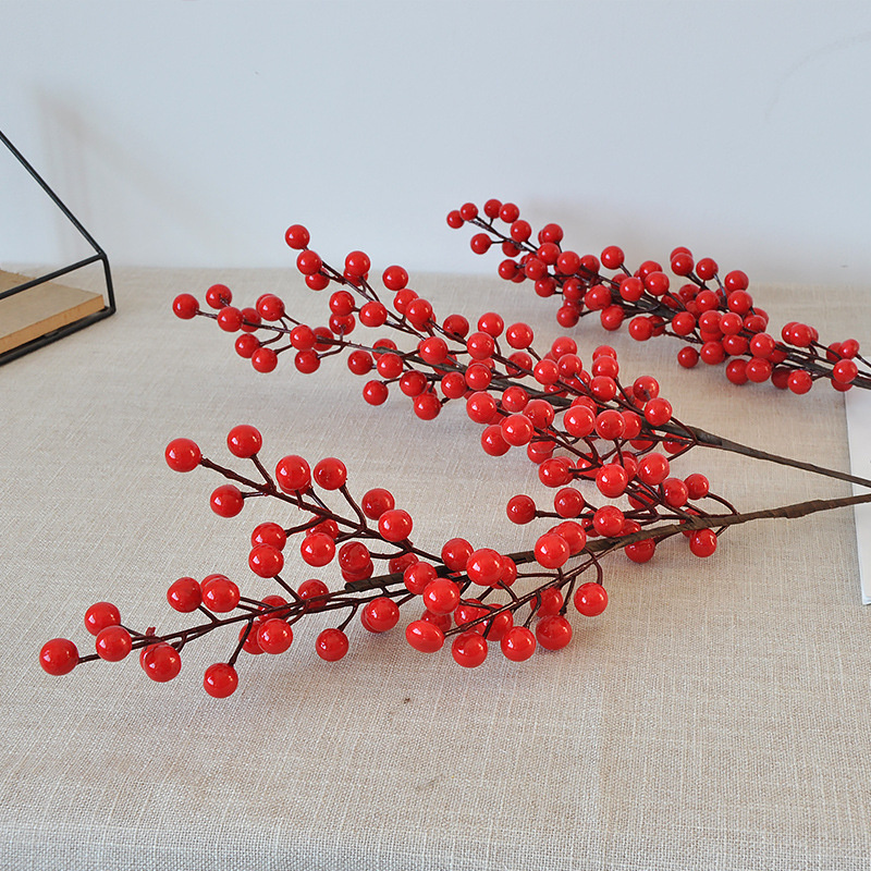 Wholesale Cheap  Price Artificial Red Berry Holly Decoration Christmas Holly Berry Branch