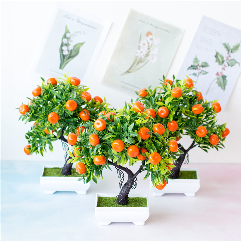 Chinese Style Orange Tree Bonsai Mini Table Tangerine Fruits Tree Potted