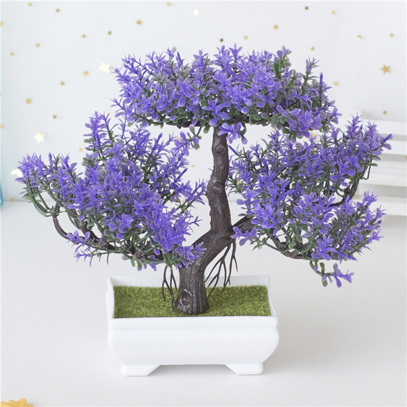 Factory Supply 3 Branches Plastic Greeting Pine Tree Artificial Mini Bonsai Tree for Home Decor