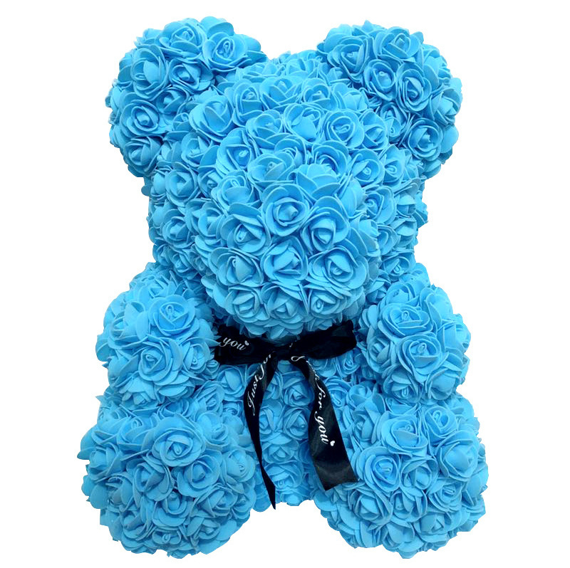 High Quantity 25Cm 40Cm Size Valentines Day Forever Artificial Flower Teddy Rose Bear With Gift Box Foam Rose Bear