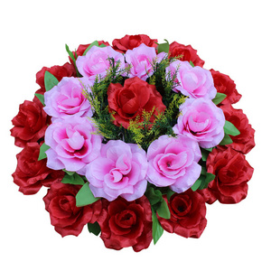 Grave Flower Cheap Fabric Rose Wreaths Artificial Open Rose Wreath for  Easter Funeral Decoration