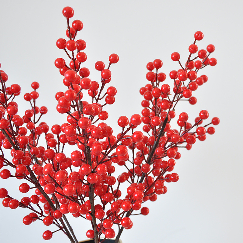 Wholesale Cheap  Price Artificial Red Berry Holly Decoration Christmas Holly Berry Branch