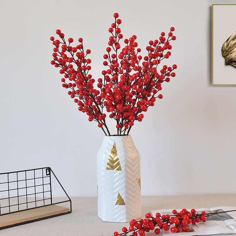 Wholesale Cheap  Price Artificial Red Berry Holly Decoration Christmas Holly Berry Branch