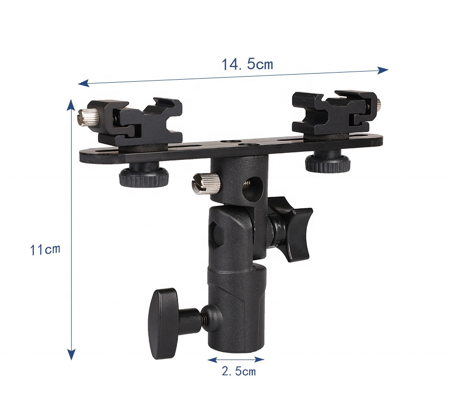 E006 Type E double Lamp Aluminum Alloy Double end Hot Shoe Fix Soft - light Umbrella Flash Holder