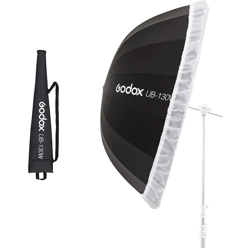 Godox UB-130W 51in 130cm Parabolic Black White Reflective Umbrella Studio Light Umbrella with Black Silver Diffuser Cover Cloth