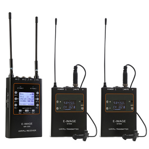 E-IMAGE MTR-S4 Professional Dual Trannel UHF receiver two body-pack collar outdoor wireless microphone